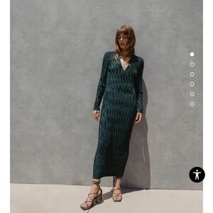 Elegant Green Long Sleeve Dress